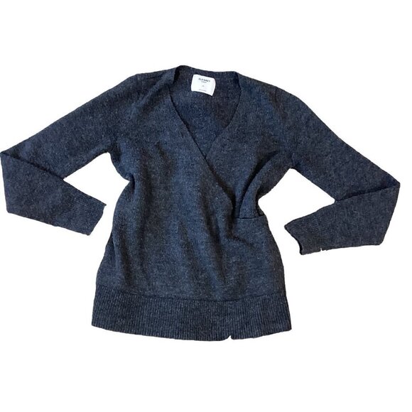 Old Navy Maternity Surplice Faux Wrap Pullover Sweater XS Gray 255B - Picture 1 of 6